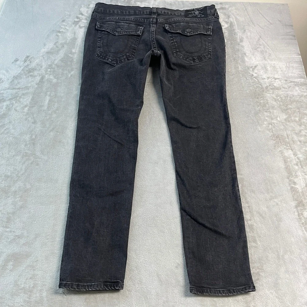 True Religion Rocco Relaxed Skinny Jeans Mens 40x32 Black Flap Pocket Denim